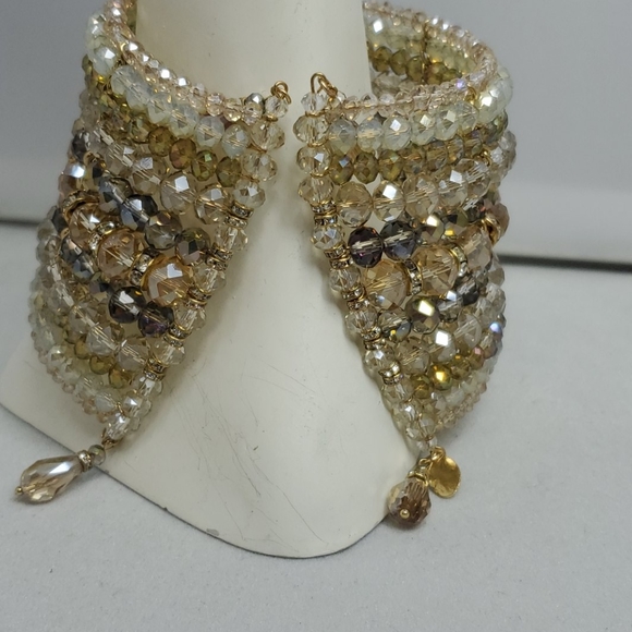 Ali khan 11 row beaded champagne opened bracelet - Picture 4 of 5